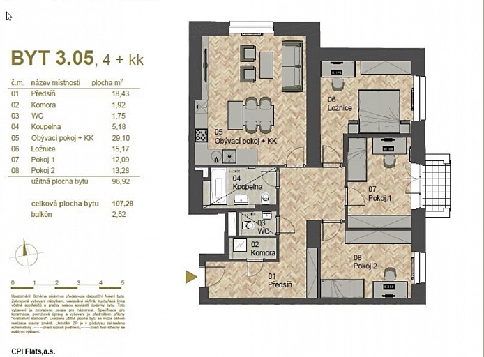 Четырехкомнатные квартиры в жилом проекте «Дом у акации», Прага 9