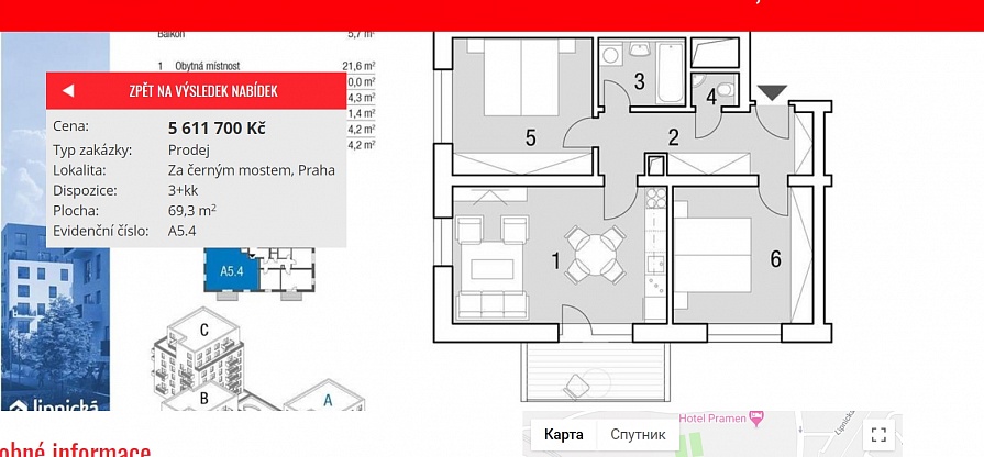 Трехкомнатные квартиры в новом жилом комплексе "На Глоубетине", Прага9